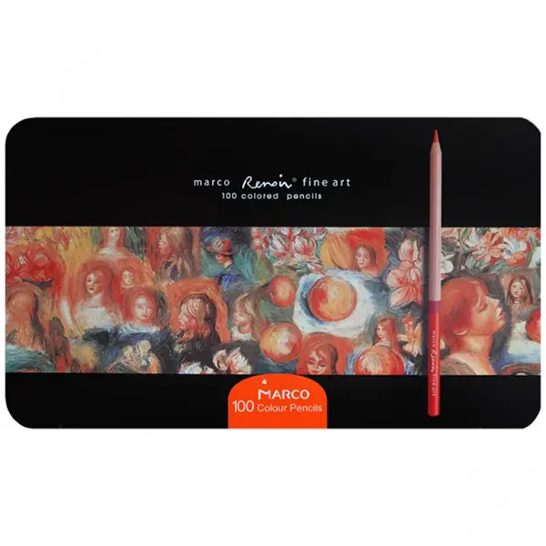 Олівці кольорові Marco Fine Art в металевому пеналі 100 шт. 100 кольорів (3100-100TN)