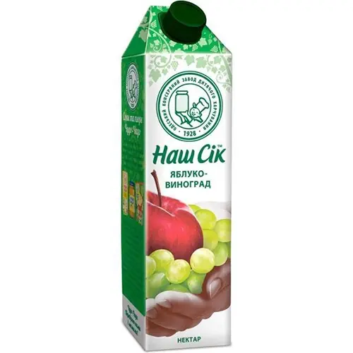 Сік яблуко-виноград білий Наш Сік 0,95 л (226804)