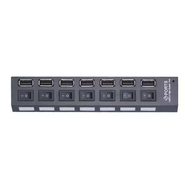 Продовжувач USB 2.0 HUB 7 портів + підсвітка (002632). Фото 4