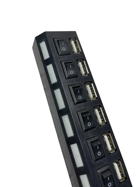 Продовжувач USB 2.0 HUB 7 портів + підсвітка (002632). Фото 5