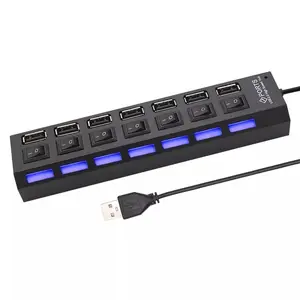Продовжувач USB 2.0 HUB 7 портів + підсвітка (002632)