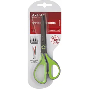 Ножиці офісні Axent titanium Lite сіро-салатові 19 см пластик з гумовою вставкою (6406-09-A). Фото 2