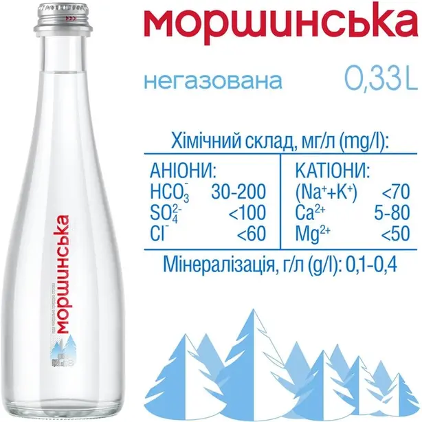 Вода мінеральна Моршинська негазована скляна пляшка 0,33 л (206 163). Фото 4