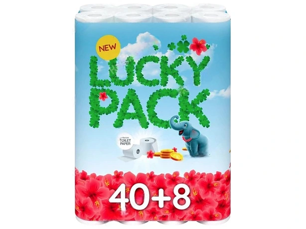 Туалетний папір Lucky pack целюлозний 2-х шаровий на гільзі 48 рул/уп 15,5м білий (017247)