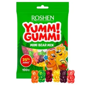 Цукерки Roshen желейні Yummi Gummi Mini Bear Mix 70 г (4823077621307)