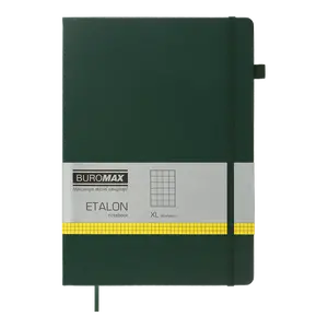 Зошит офісний Buromax ETALON 210х295 96арк клітинка штучна шкіра зелений (BM.294160-04)