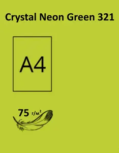 Папір кольоровий Crystal Neon Green 321 А4 75 г/м2 зелений неон 100 арк. (16.7545)