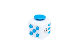 Кубик антистрес Fidget білий + блакитний soft touch пластик 9х12 (40912)
