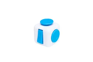 Кубик антистрес Fidget білий + блакитний soft touch пластик 9х12 (40912). Фото 2