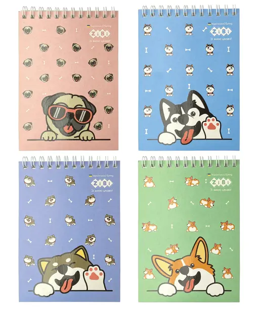 Блокнот на пружині зверху PUPPIES А6 40 арк  карт обкл  KIDS Line (ZB.12140)