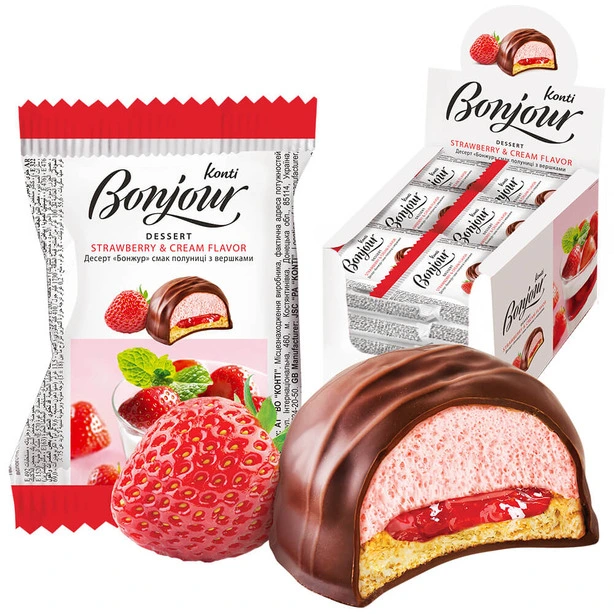 Десерт Bonjour KONTI смак полуниці з вершками 29г (608700)