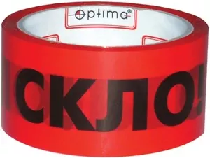 Скотч спеціальний Optima "Обережно скло" 48мм х 50м червоно-жовтий (O45301)