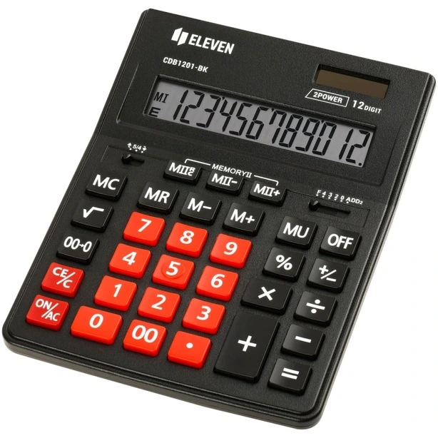 Калькулятор офісний Eleven  CDB-1201BK-RD 12-и розрядний 155х205х35 мм (CDB-1201BK-RD)