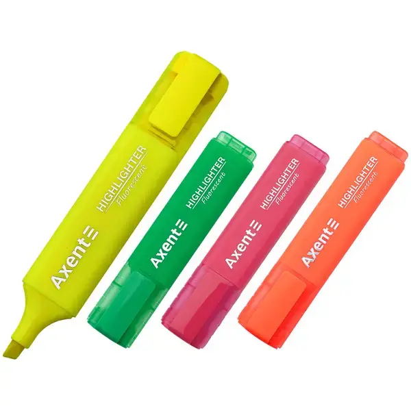 Набір текстових маркерів неонових  Axent Highlighter асорті 1-5 мм клиноподібний блістер 4 шт. (2537-40-A)