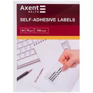 Етикетки з клейким шаром Axent 4шт. 210х297 А4 100 арк. (D4461-A)