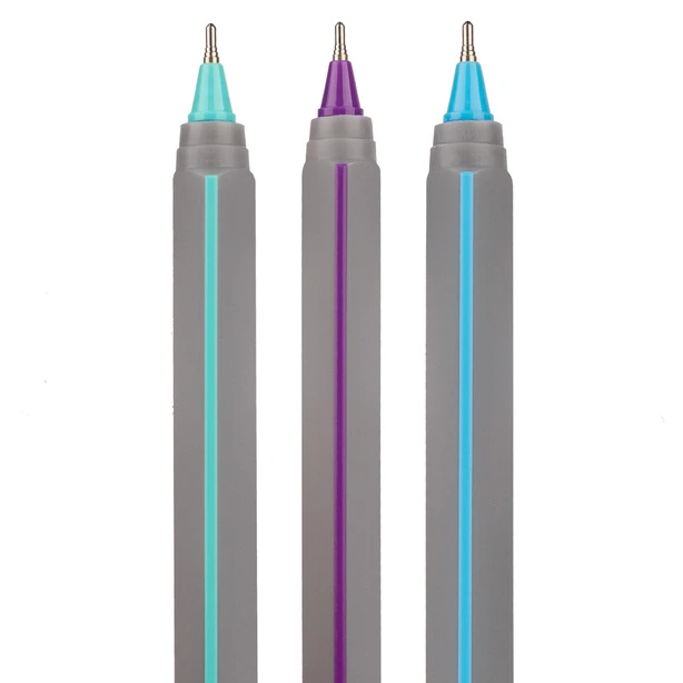 Ручка кульково масляна  YES Triangular Gray чорнило синє 0.7 мм (412103). Фото 3