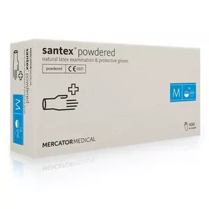 Рукавиці латексні Santex Powdered нестерильні припудрені М 100шт/уп (66.61.012)