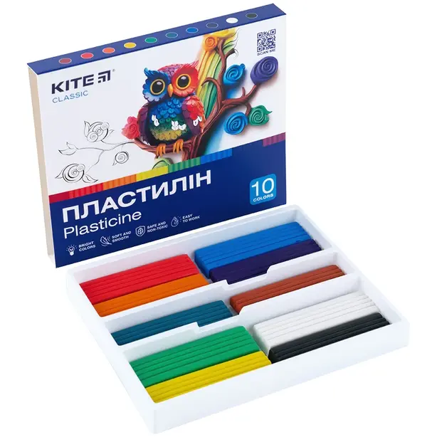 Пластилін дитячий  Kite Classic 10 кольорів 200гр (K-084). Фото 3