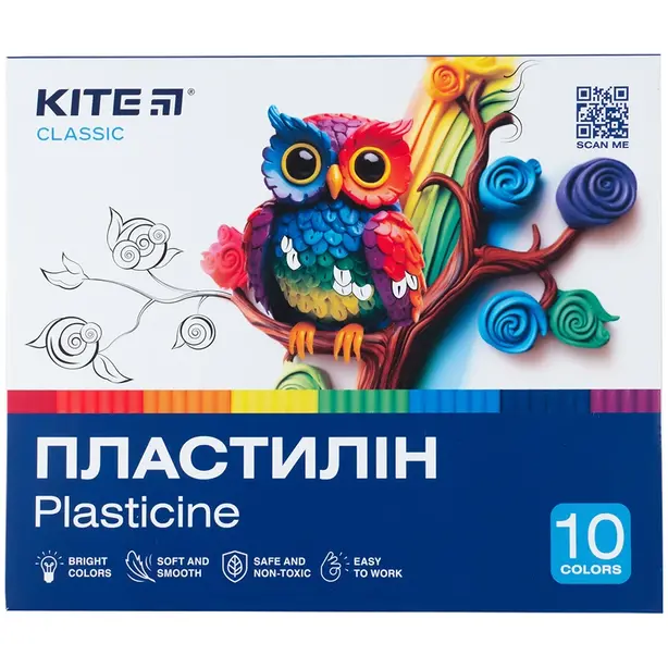 Пластилін дитячий  Kite Classic 10 кольорів 200гр (K-084)