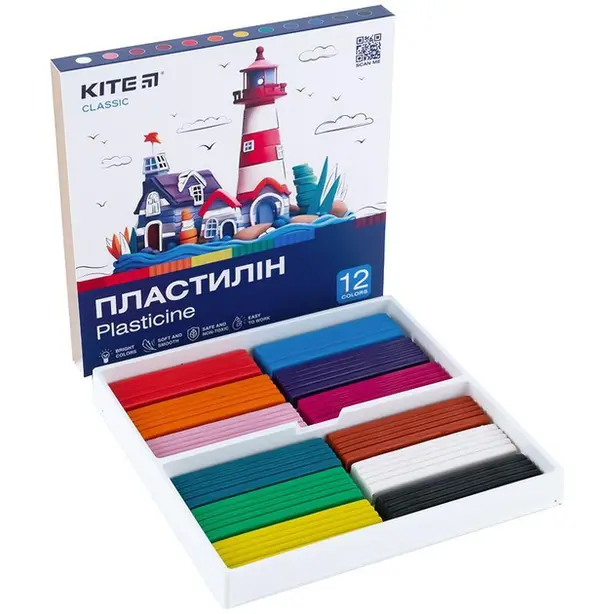 Пластилін дитячий  Kite Classic 12 кольорів 240гр (K-1086). Фото 2