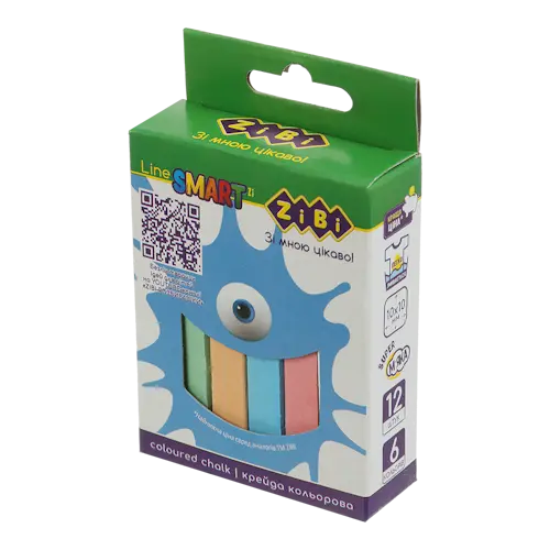 Крейда Zibi KIDS Line кольорова квадратна 12 шт  картонна коробка (ZB.6705-99)