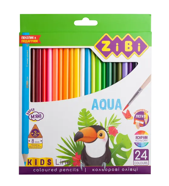 Кольорові олівці акварельні  Zbi KIDS LINE 24 кольорів  (ZB.2476)