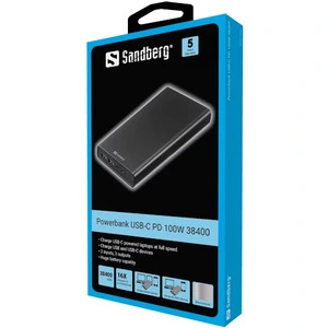Зовнішній акумулятор Powerbank Standberg PD 100W 5A 38400 MAH 2XUSB Type-C (420-63)