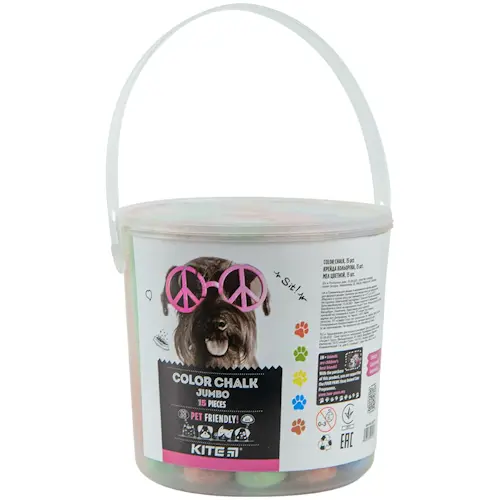 Крейда Kite Jumbo Dogs кольорова у відрі 15шт. (K22-074)