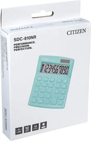 Калькулятор настільний компактний Citizen SDC-810NRGNE10-розрядний  бірюзовий (SDC-810NRGNE-green). Фото 4