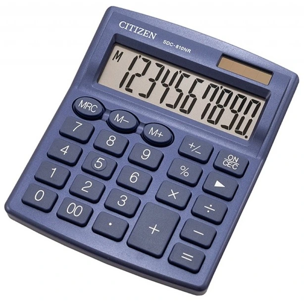 Калькулятор настільний компактний Citizen SDC-810NRNVE10-розрядний  синій (SDC-810NRNVE)