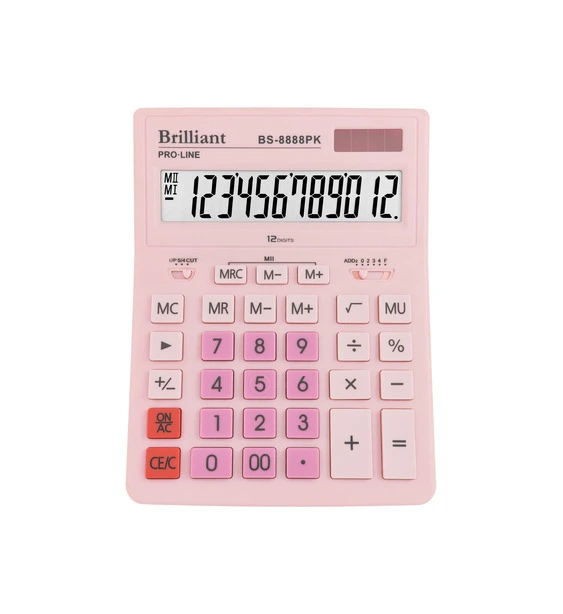 Калькулятор бухгалтерський Brilliant BS-8888PK12-и розрядний 155х205х35 мм рожевий (BS-8888PK)