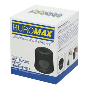 Чинка Buromax з контейнером на 1 отвір автоматична з гумкою колір синій (BM.4797)