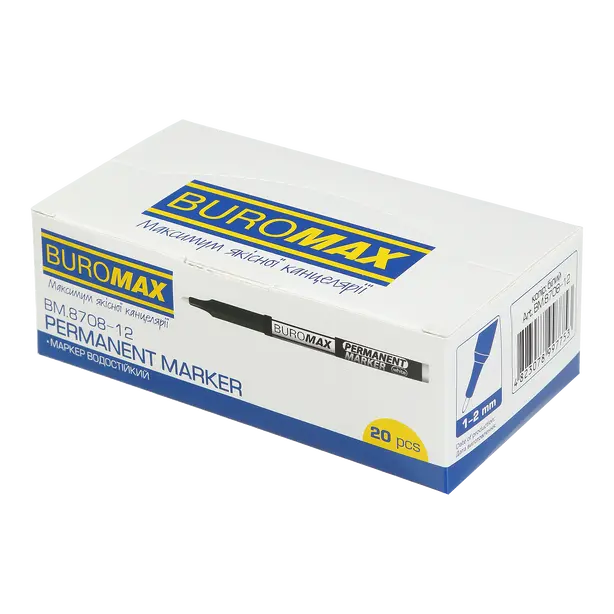 Маркер воостійкий Buromax білий 1-2 мм круглий (BM.8708-12)