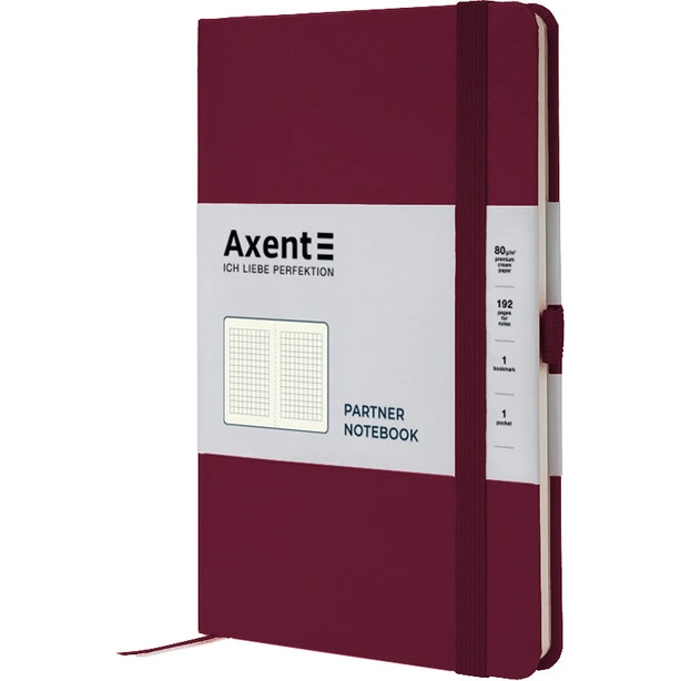 Зошит офісний Axent Partner 125х195 96 арк. клітинка тверда палітурка винна (8201-46-A). Фото 2