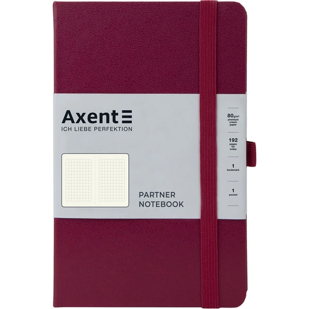 Зошит офісний Axent Partner 125х195 96 арк. клітинка тверда палітурка винна (8201-46-A)