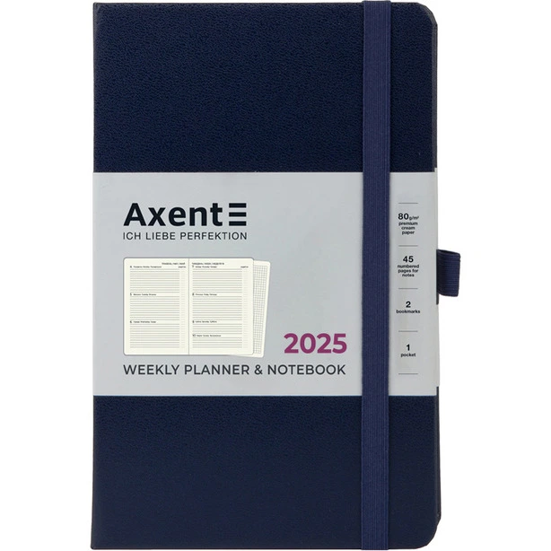 Щотижневик датований Axent Partner Strong А5 125х195мм 96арк штучна шкіра синій  (8505-25-02-A). Фото 2
