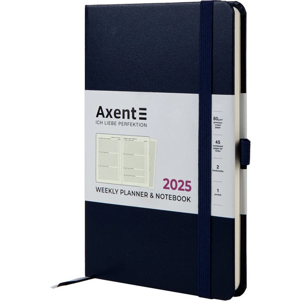 Щотижневик датований Axent Partner Strong А5 125х195мм 96арк штучна шкіра синій  (8505-25-02-A)