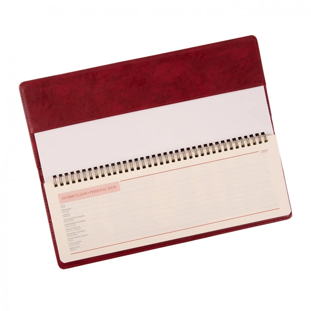 Планінг датований Leo Planner Persona 34,5 х 12,5см 128 арк бордовий екошкіра (252567). Фото 3
