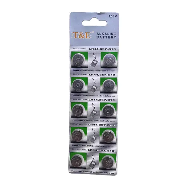 Батарейки T&E AG13/LR44 лужні 1.5 V/158 mAh 10шт/уп (100666)