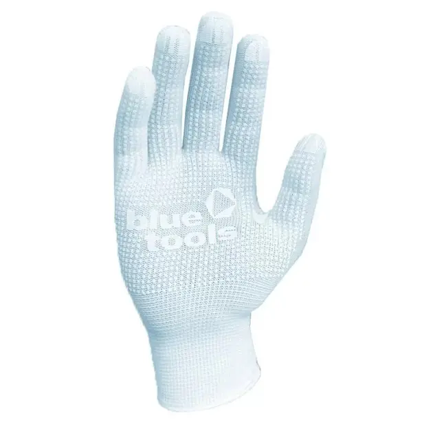 Рукавиці робочі з поліестеру ПВХ-крапка BLUETOOLS Expert білі (143633)