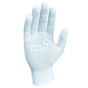 Рукавиці робочі з поліестеру ПВХ-крапка BLUETOOLS Expert білі (143633)