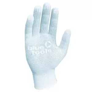 Рукавиці робочі з поліестеру ПВХ-крапка BLUETOOLS Expert білі (143633)