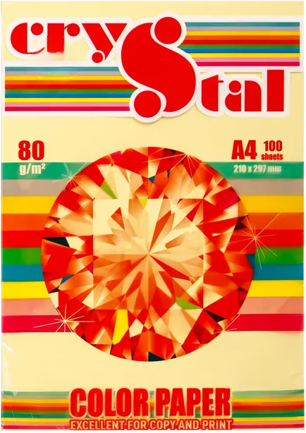 Папір кольоровий CRYSTAL Canary 115  А4 80г/м2  світло-жовтий 100 арк. (16.7527)