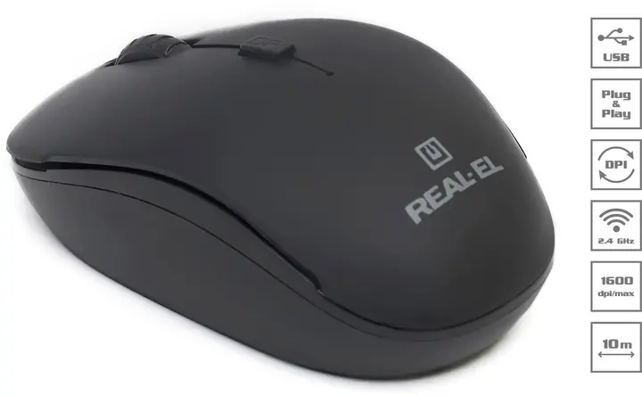 Комп'ютерна миша Real-el RM303 Wireless Black (123200022). Фото 5