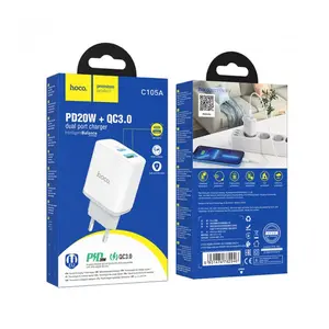 Зарядний пристрій Hoco C105A Stage dual port PD20W+QC3.0 Type-C 0.6A Білий. Фото 4