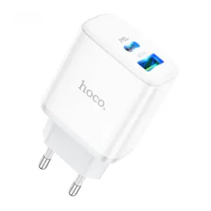 Зарядний пристрій Hoco C105A Stage dual port PD20W+QC3.0 Type-C 0.6A Білий