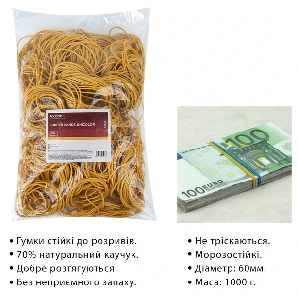 Гумки для грошей натуральні Unicolor 1000 г (D4633). Фото 2