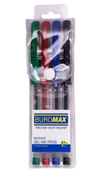 Набір з 4 гелевих ручок Buromax пластиковому пеналі (BM.8440)