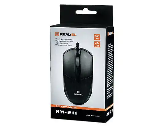 Комп'ютерна миша Real-el RM-211 Black USB (12321122). Фото 4