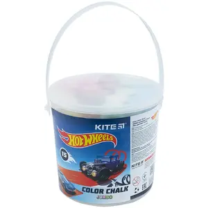 Крейда кольорова Kite Jumbo Hot Wheels 15 шт у відерку (HW24-074)